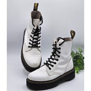 Dr. Martens Jadon Platform Boots Women's US 6 White Leather Combat Goth Grunge‎